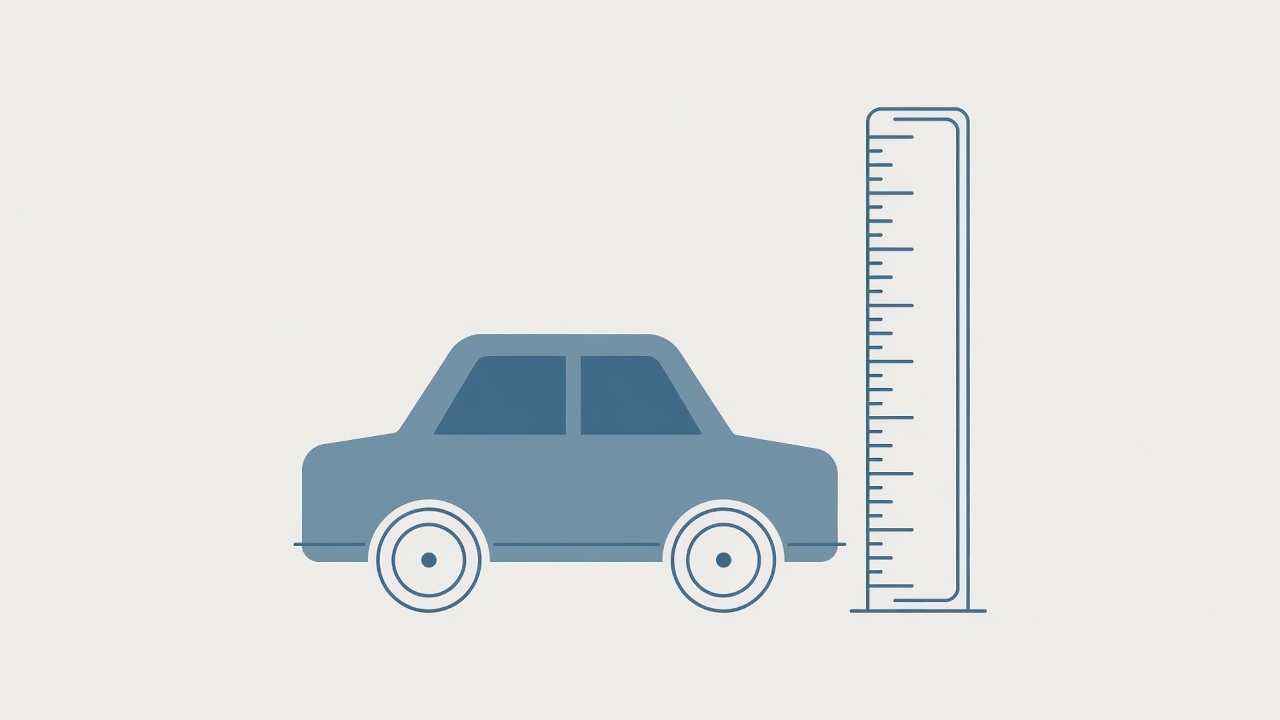 Generic car silhouette beside a ruler